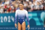 Simone Biles of the USA before the start of the Artistic Gymnastics Women's Balance Beam Finals at the Olympic Games in Paris, France. (Image Source: Getty)